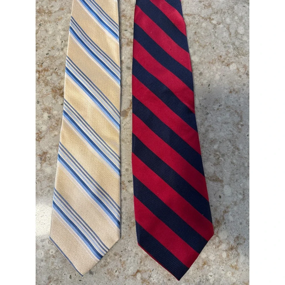 Pronto Uomo and Chaps Mens Silk‎ Tie Bundle Striped Gold Blue Red Navy 2 Pack